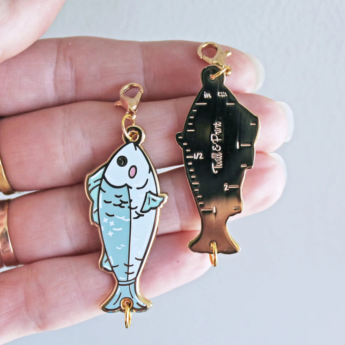 Twill + Print Fishy Progress Keeper / Stitch Marker