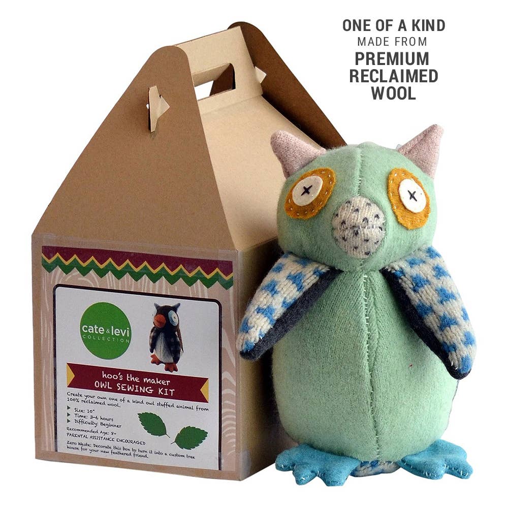 Owl Stuffed Animal DIY Sewing Kit | Reclaimed Wool
