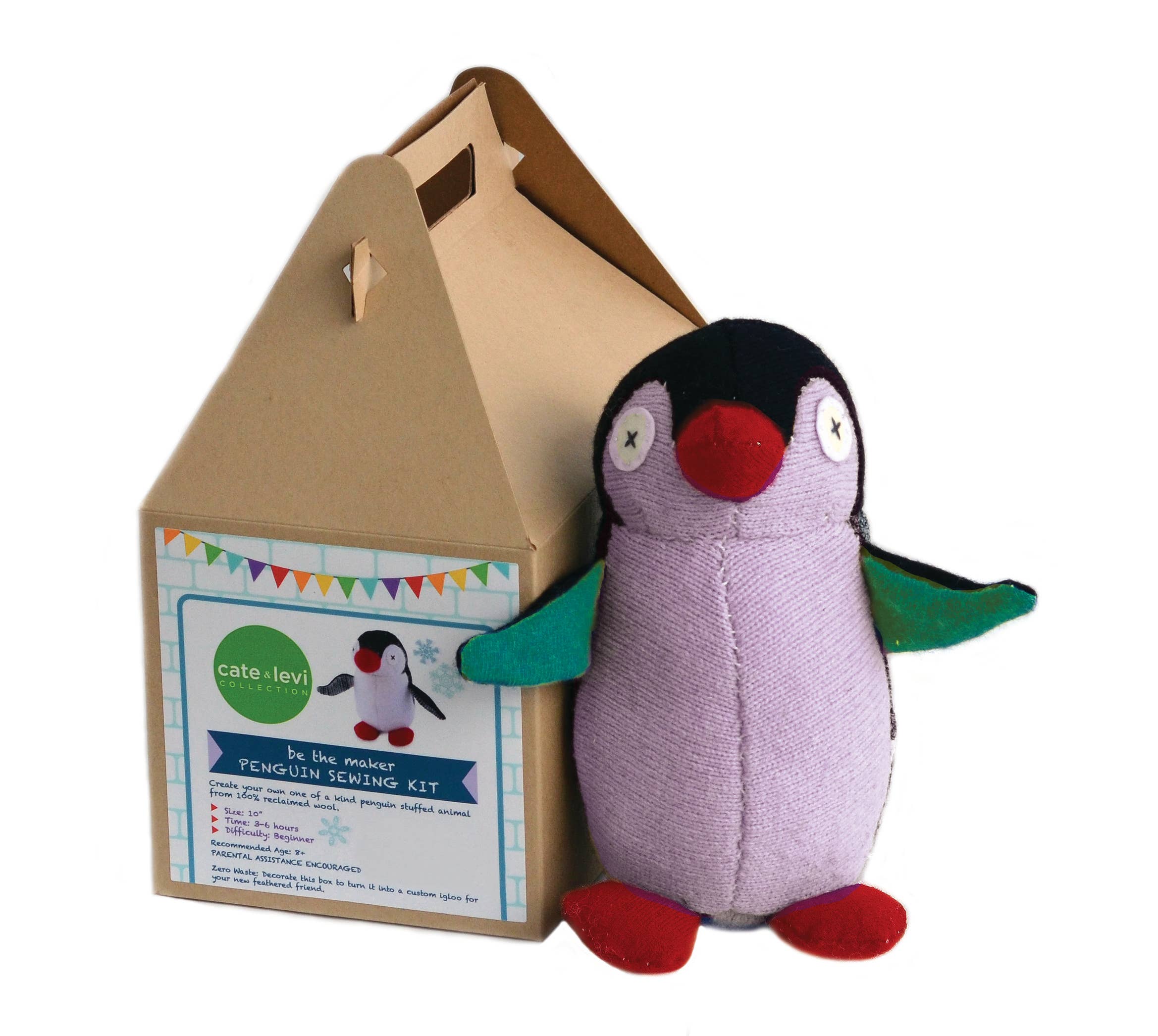 Penguin Stuffed Animal DIY Sewing Kit | Reclaimed Wool