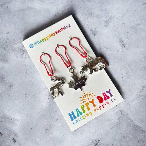 Canada Stitch Markers & Progress Keepers with Bulb Pins