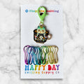 Teal Teacup Kitty Stitch Marker & Bulb Pins