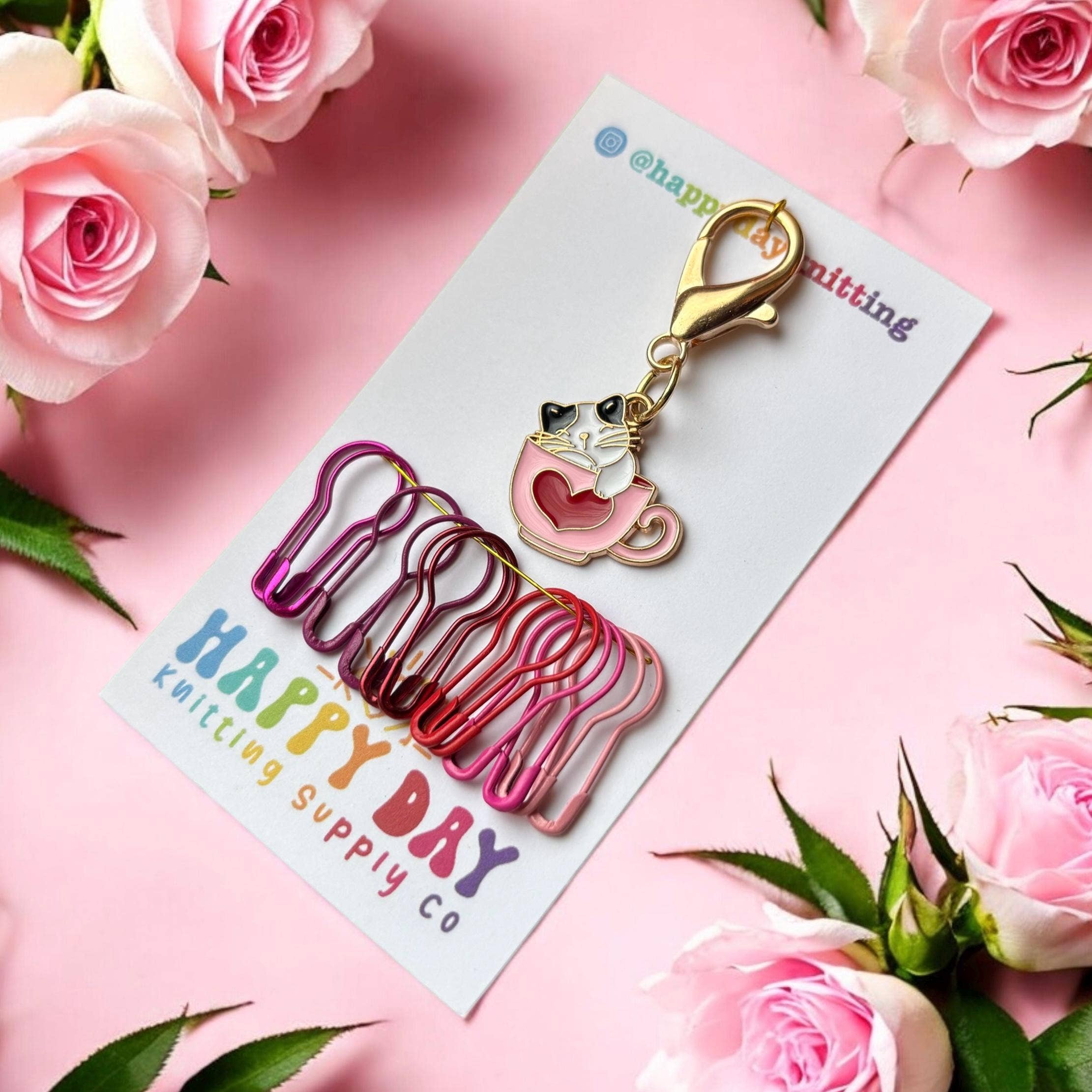 Cat-Ffeinated Valentine Stitch Marker & Keeper