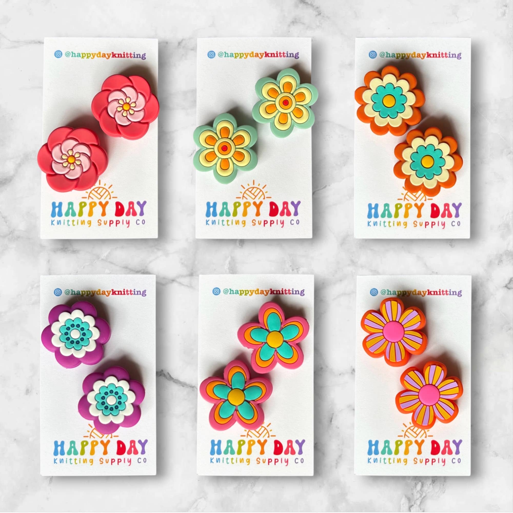 Silicone Needle Topper Set - Retro Flowers