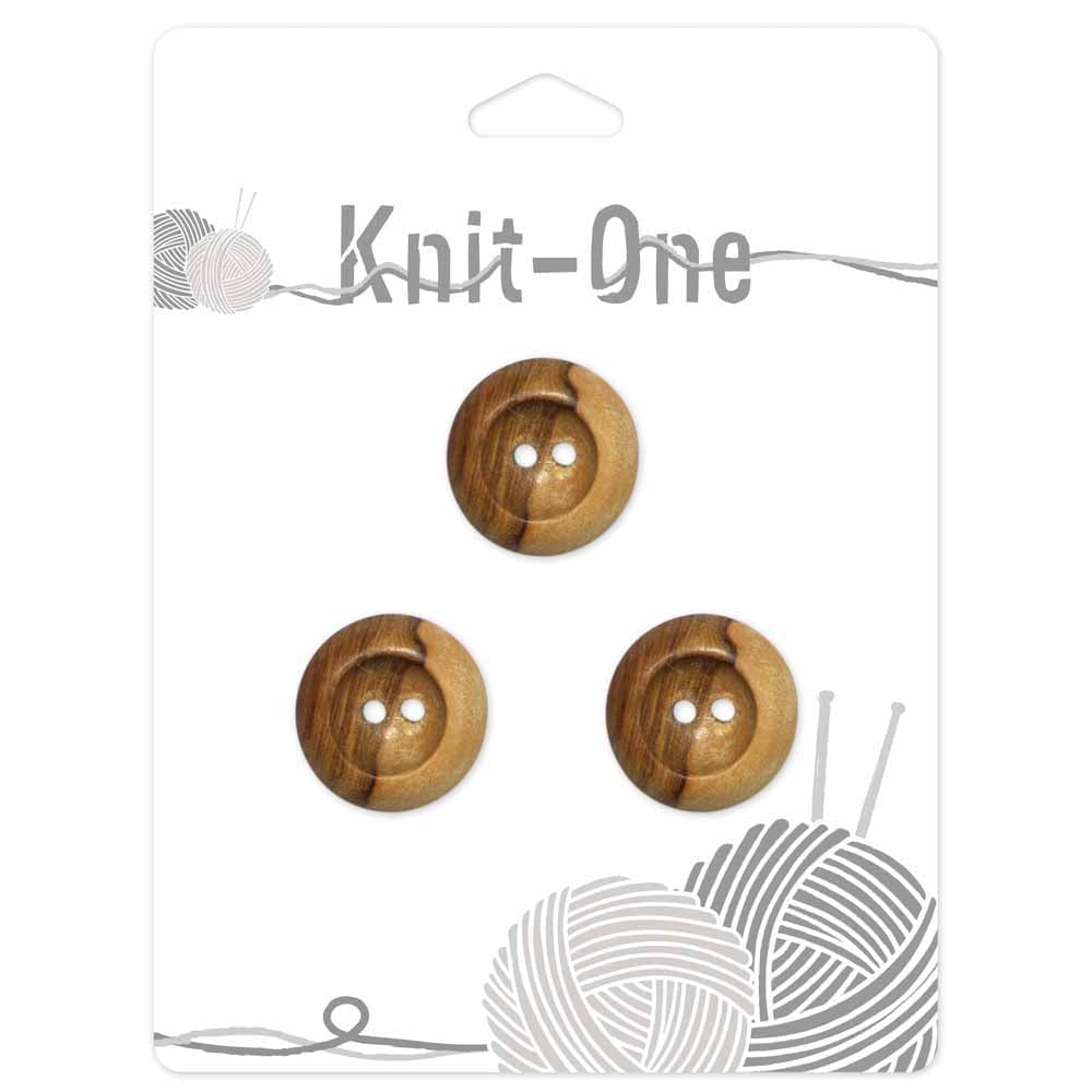 KNIT ONE 2 Hole Wood Button - 22mm (7⁄8″) - Natural