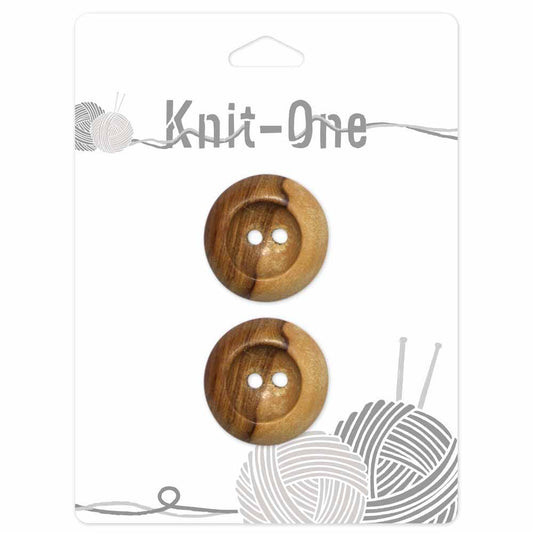 KNIT ONE 2 Hole Wood Button - 28mm (11⁄8″) - Natural
