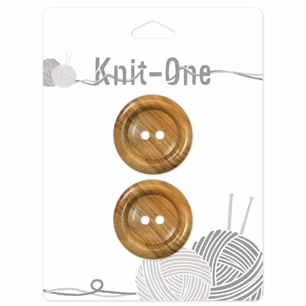 KNIT ONE 2 Hole Wood Button - 32mm (11⁄4″) - Natural