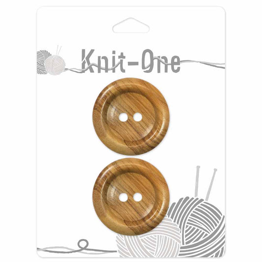 KNIT ONE 2 Hole Wood Button - 35mm (13⁄8″) - Natural