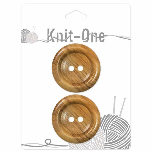 KNIT ONE 2 Hole Wood Button - 38mm (11⁄2″) - Natural