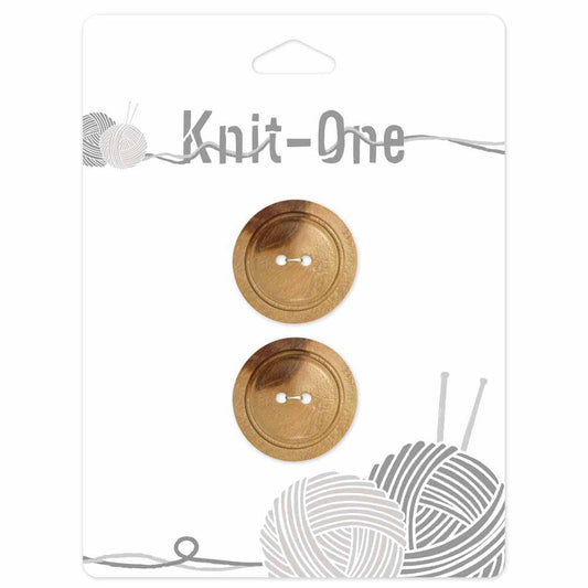 KNIT ONE 2 Hole Wood Button - 25mm (1″) - Natural