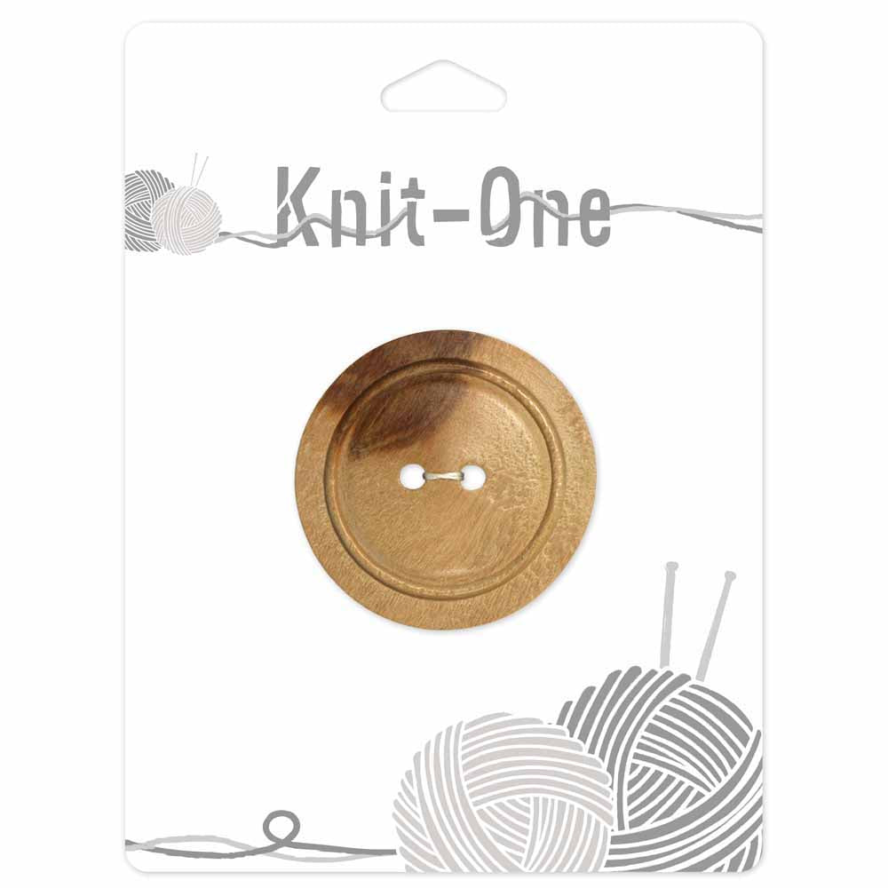 KNIT ONE 2 Hole Wood Button - 40mm (15⁄8″) - Natural