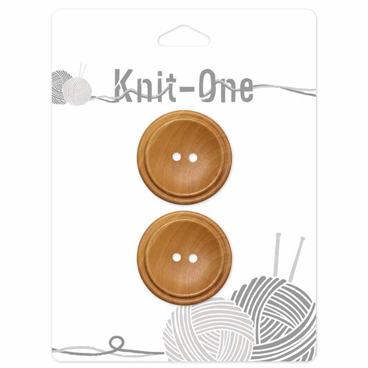 KNIT ONE 2 Hole Wood Button - 30mm (11⁄8″) - Natural