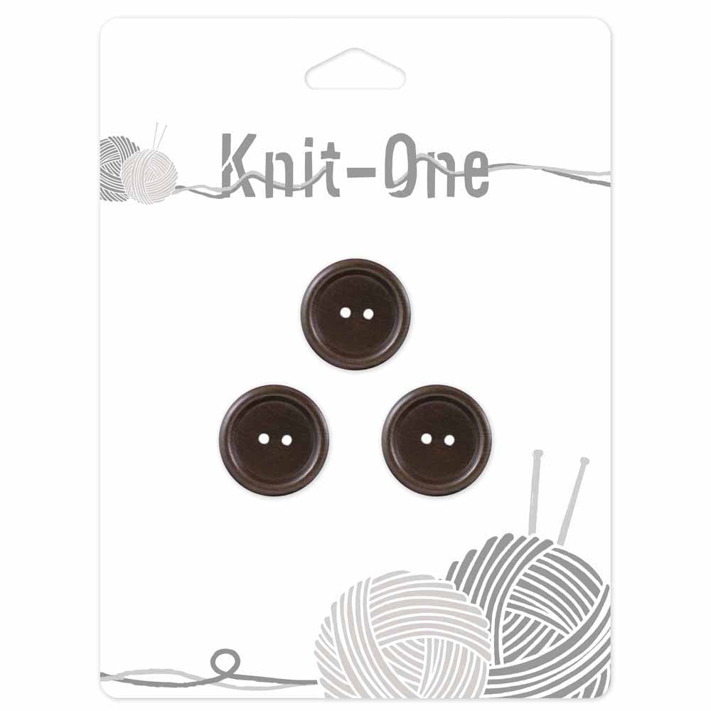 KNIT ONE 2 Hole Wood Button - 18mm (3⁄4″) - Brown