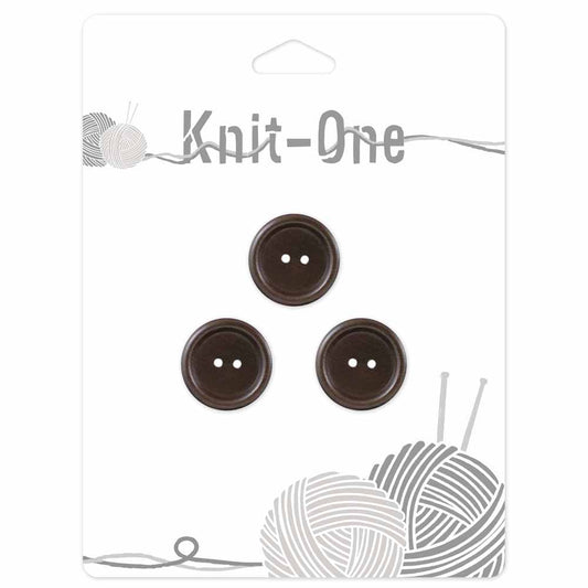KNIT ONE 2 Hole Wood Button - 18mm (3⁄4″) - Brown