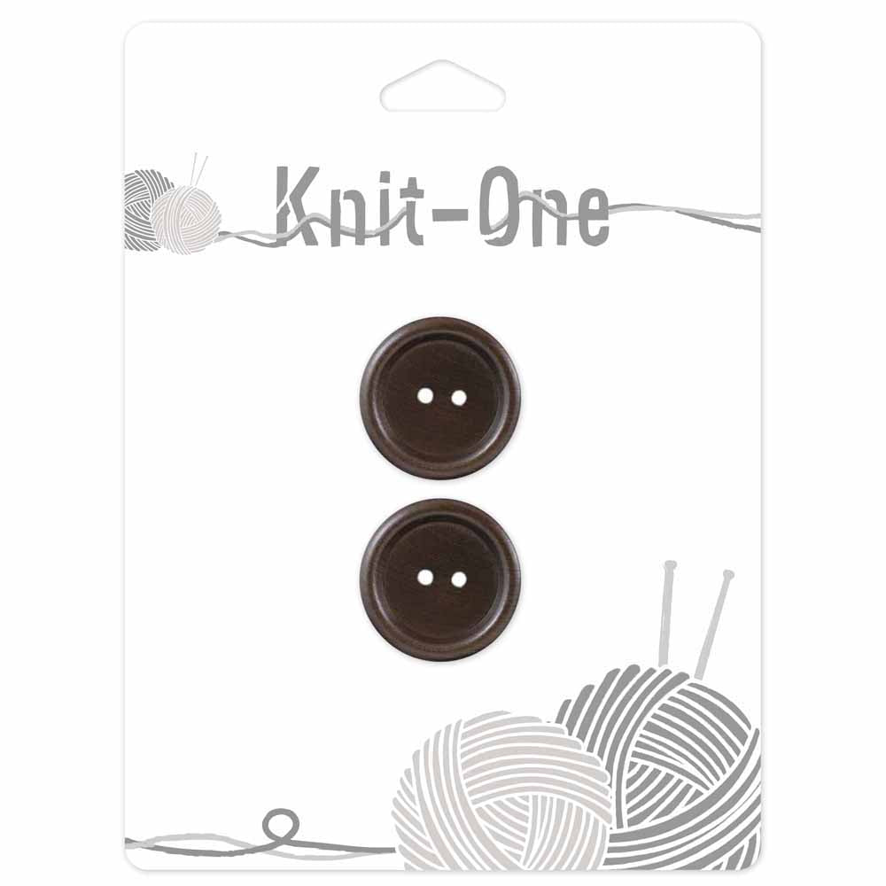 KNIT ONE 2 Hole Wood Button - 23mm (7⁄8″) - Brown