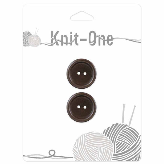KNIT ONE 2 Hole Wood Button - 23mm (7⁄8″) - Brown