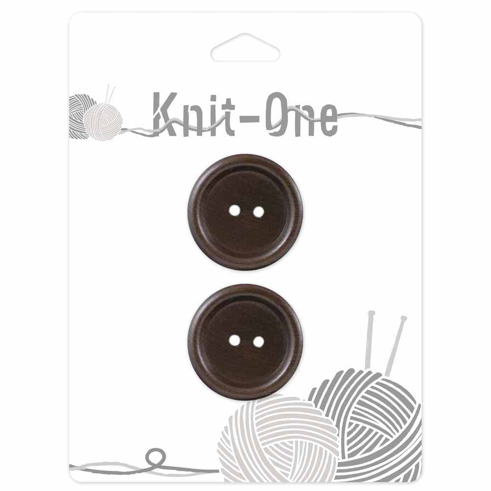 KNIT ONE 2 Hole Wood Button - 28mm (11⁄8″) - Brown