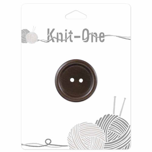 KNIT ONE 2 Hole Wood Button - 34mm (13⁄8″) - Brown