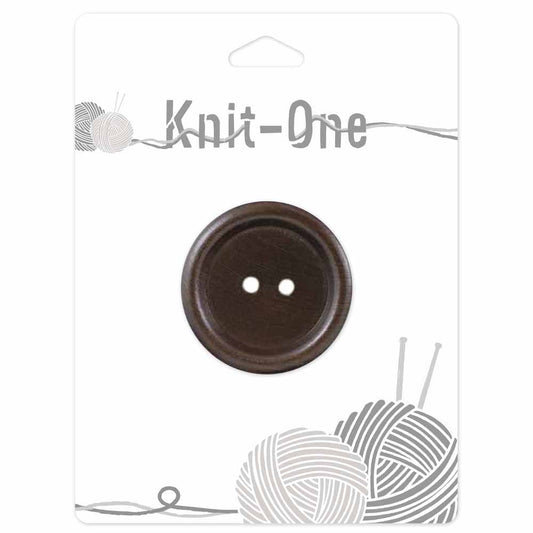 KNIT ONE 2 Hole Wood Button - 38mm (11⁄2″) - Brown