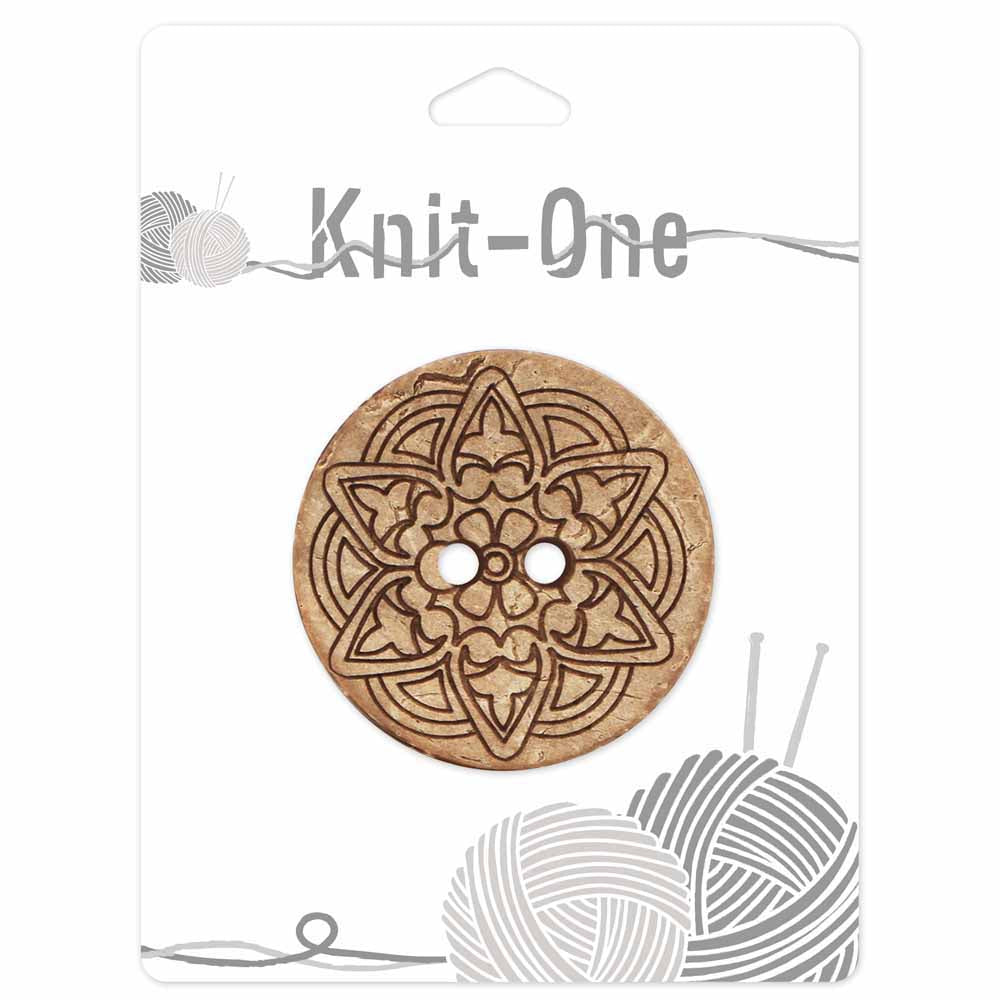 KNIT ONE 2 Hole Coconut Button - 51mm (2″) - Light Brown