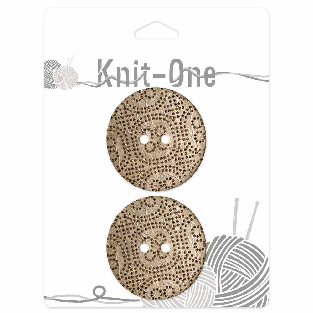 KNIT ONE 2 Hole Coconut Button - 38mm (11⁄2″) - Light Brown