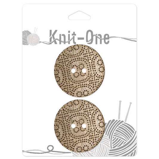 KNIT ONE 2 Hole Coconut Button - 38mm (11⁄2″) - Light Brown