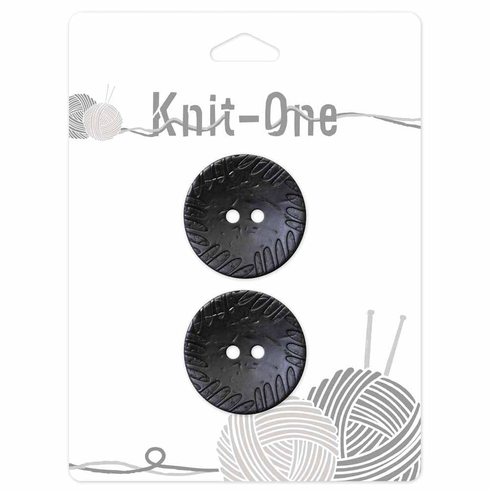 KNIT ONE 2 Hole Coconut Button - 30mm (11⁄8″) - Black