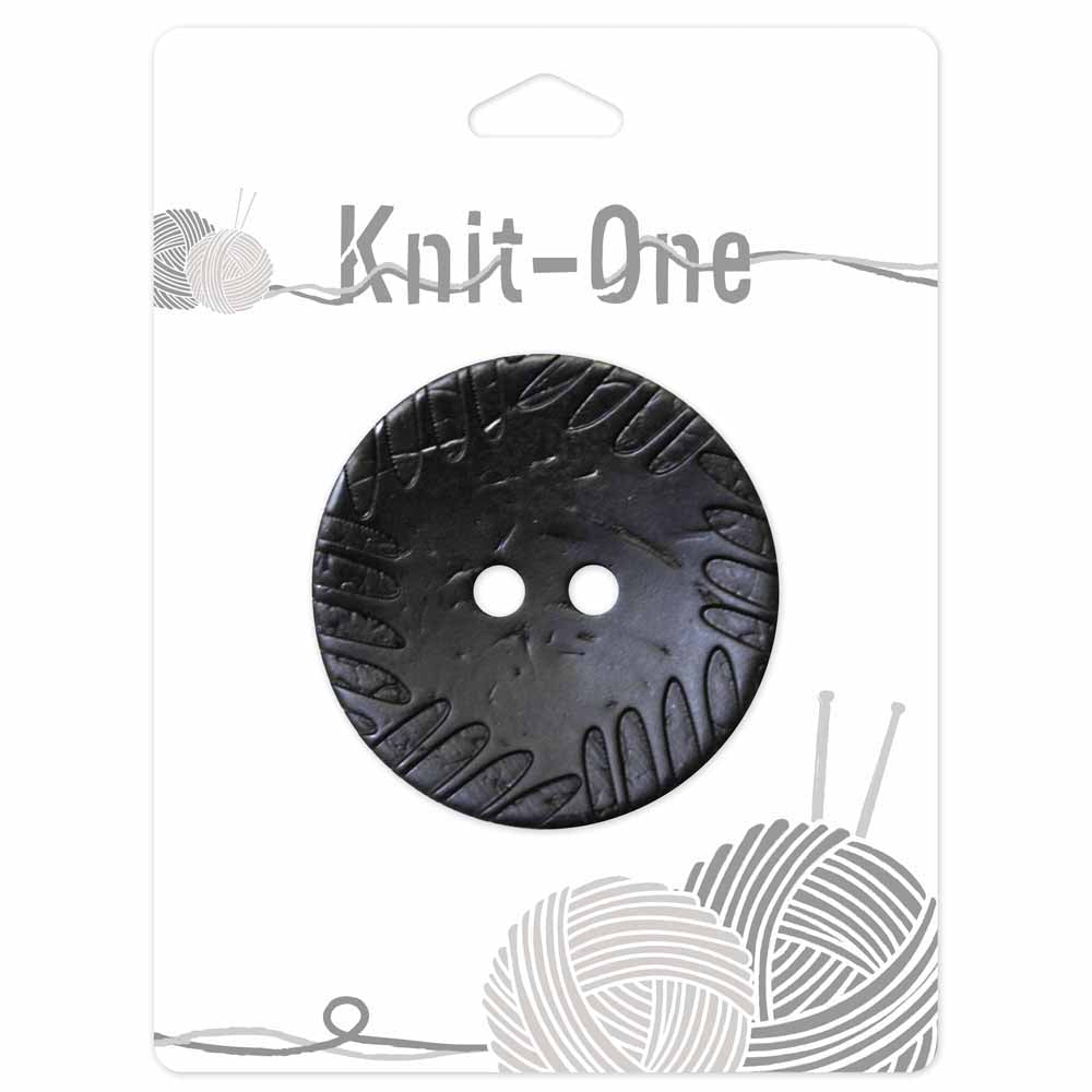 KNIT ONE 2 Hole Coconut Button - 51mm (2″) - Black