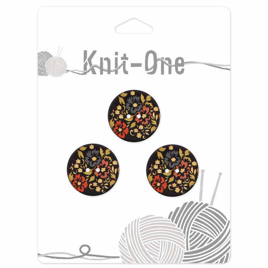 KNIT ONE 2 Hole Coconut Button - 23mm (7⁄8″) - Black