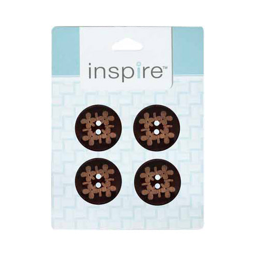 INSPIRE 2 Hole Button - 25mm (1″) - 4 count - Wood