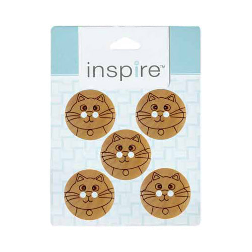 INSPIRE 2 Hole Button - 18mm (3⁄4″) - 5 count - Wood