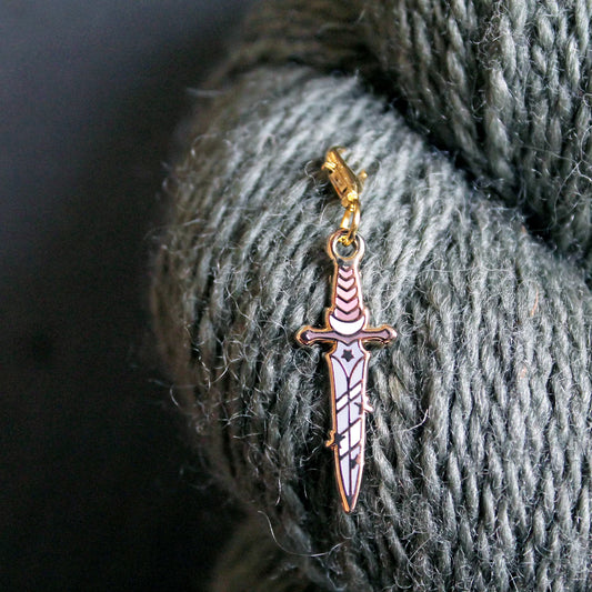 Twill + Print Stitchkeeper's Dagger Stitch Progress Keeper / Stitch Marker