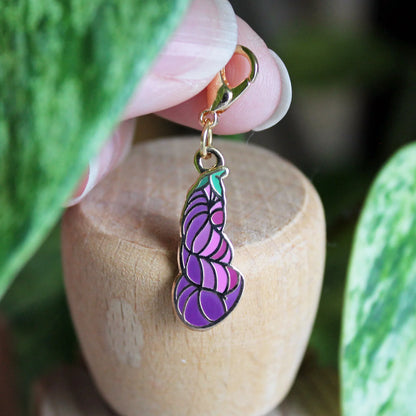 Twill + Print Eggplant Progress Keeper / Stitch Marker