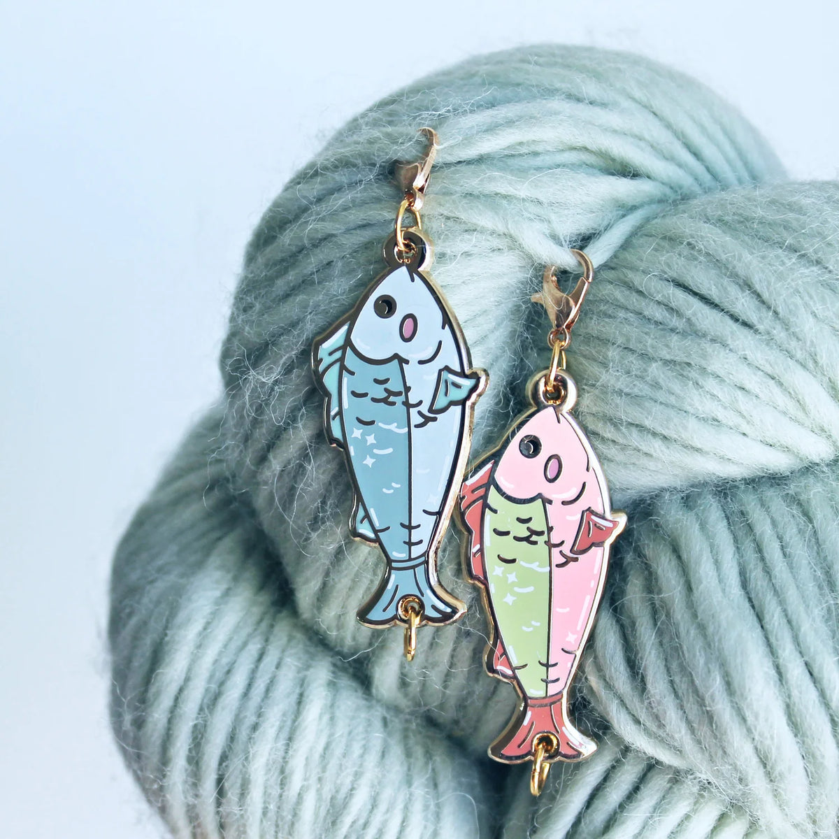 Twill + Print Fishy Progress Keeper / Stitch Marker