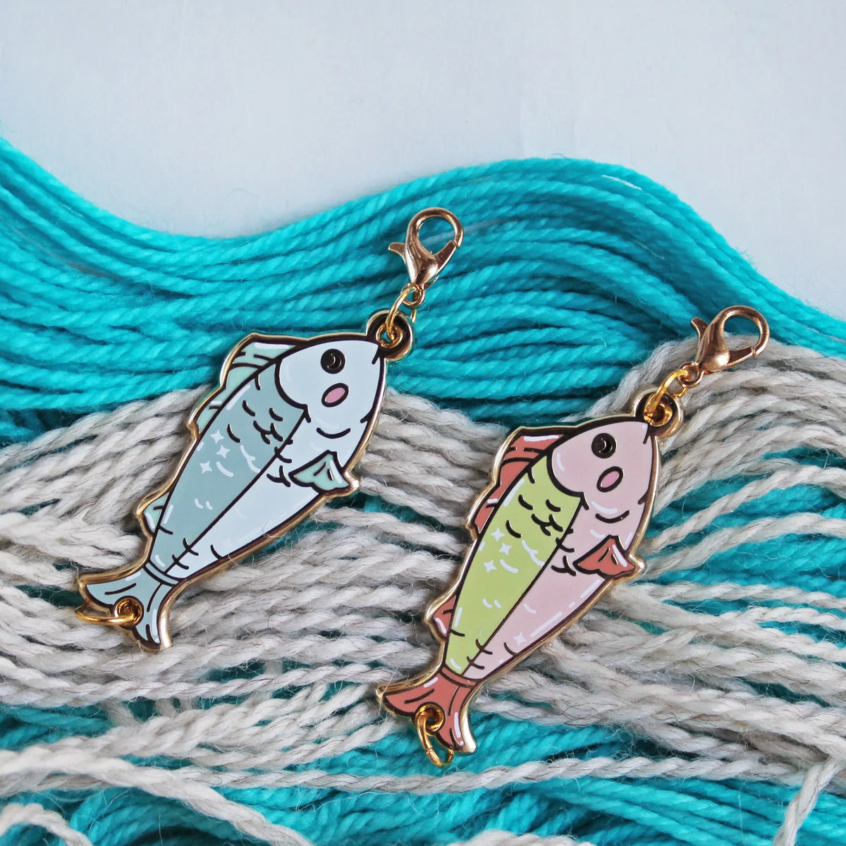 Twill + Print Fishy Progress Keeper / Stitch Marker