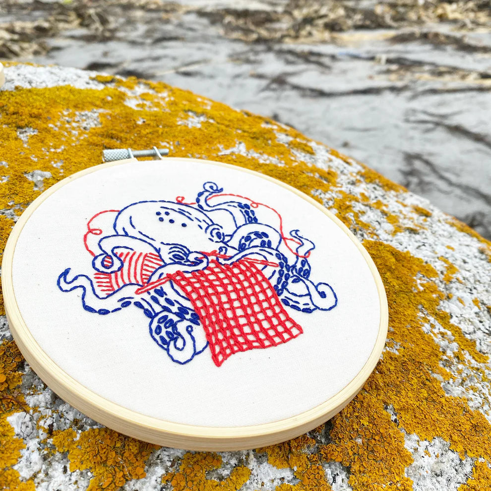 Knitting Octopus Complete Embroidery Kit