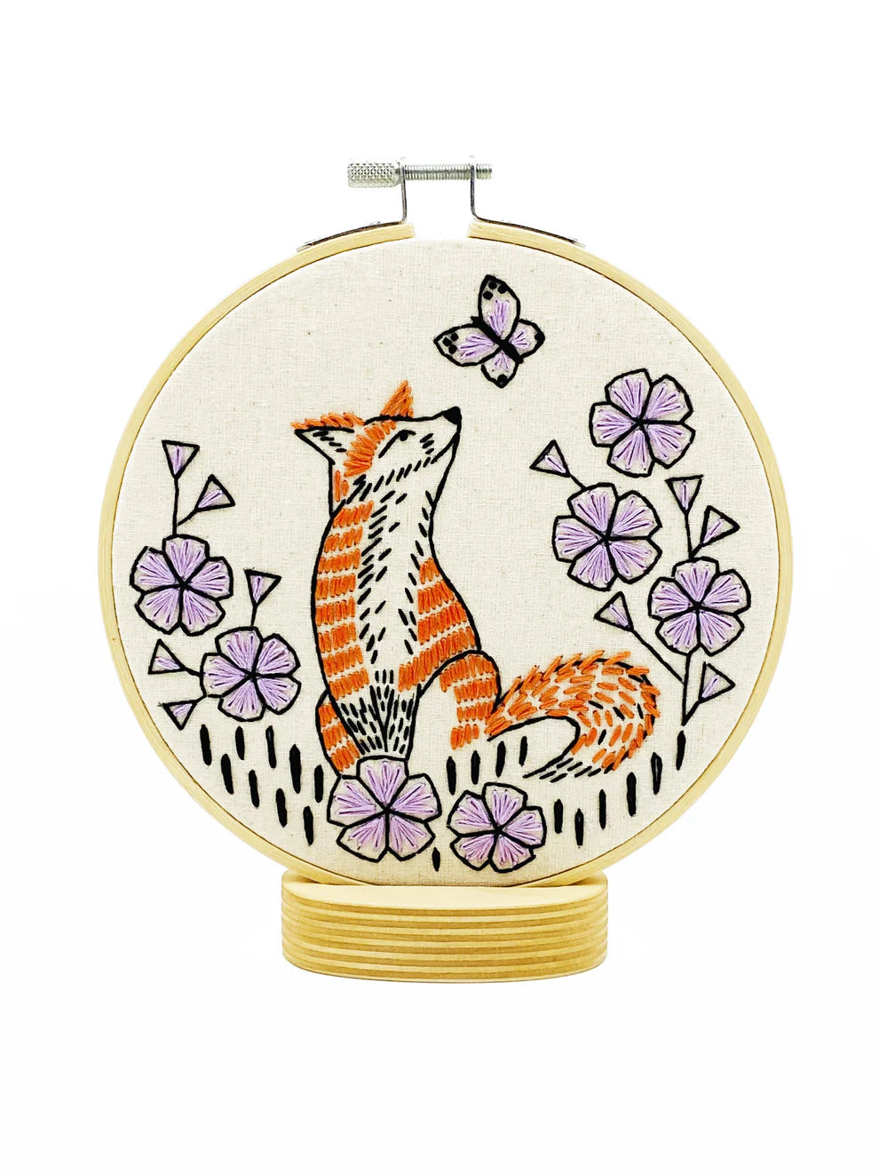 Fox in Phlox Complete Embroidery Kit