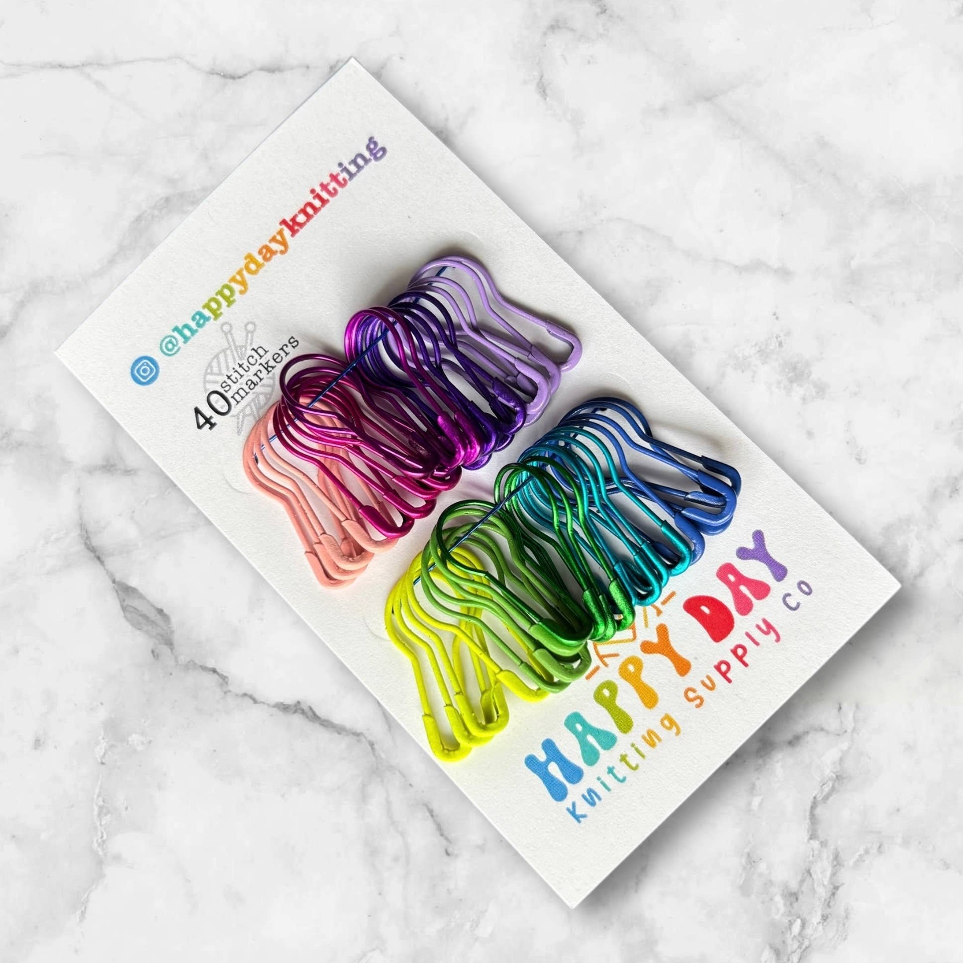 Neon Rainbow Bulb Stitch Markers for Knitting - Set of 40