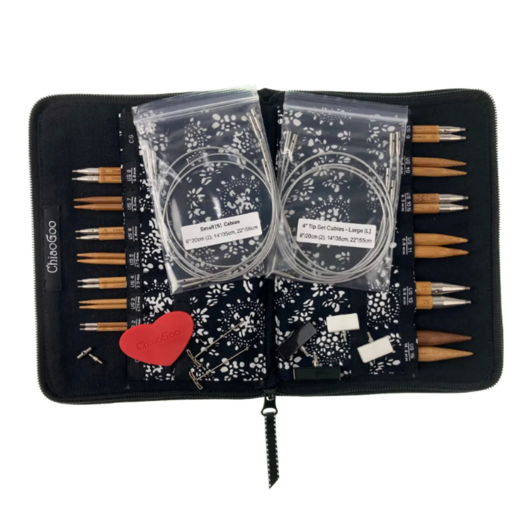 ChiaoGoo SPIN 4" Bamboo Complete Interchangeable Needle Set