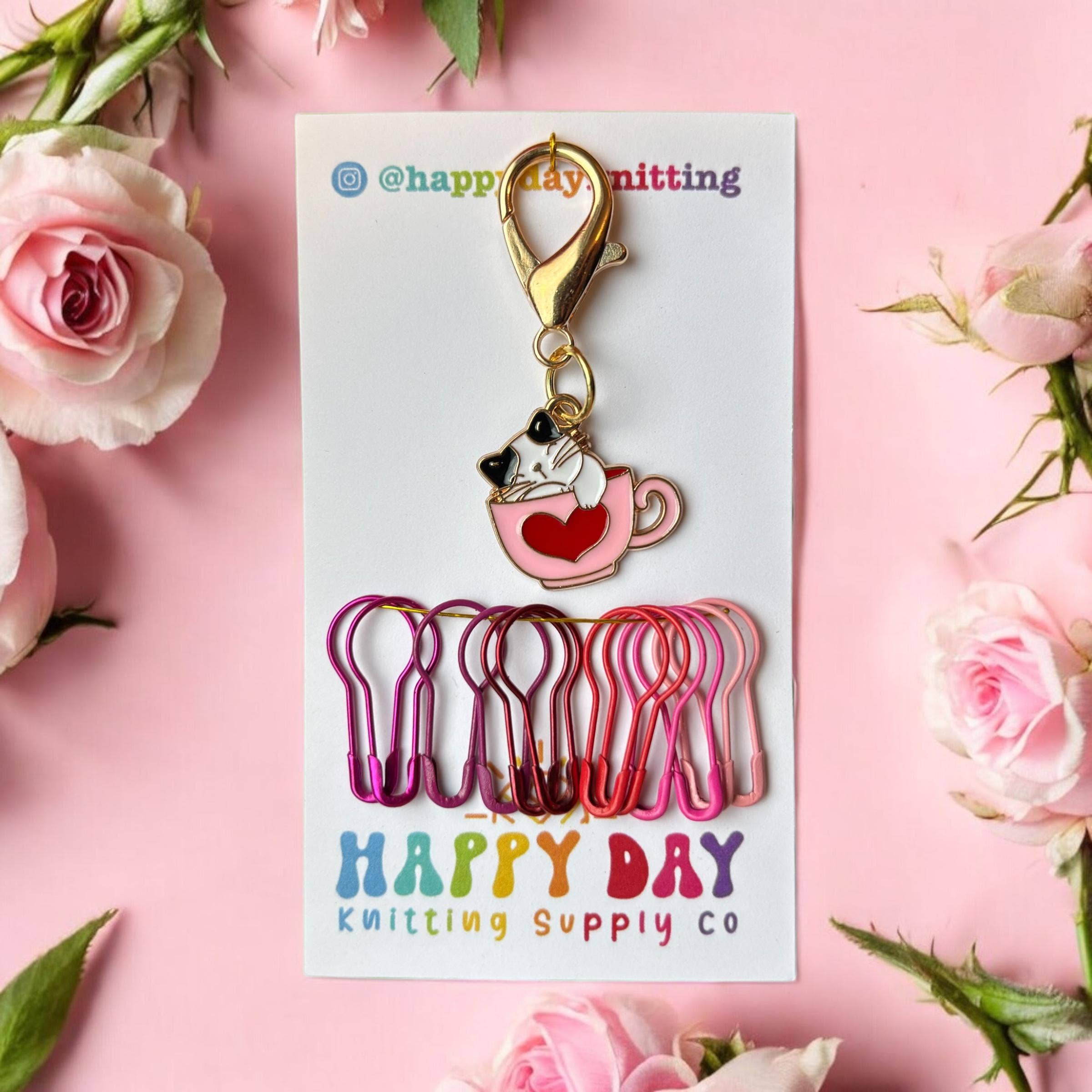 Cat-Ffeinated Valentine Stitch Marker & Keeper
