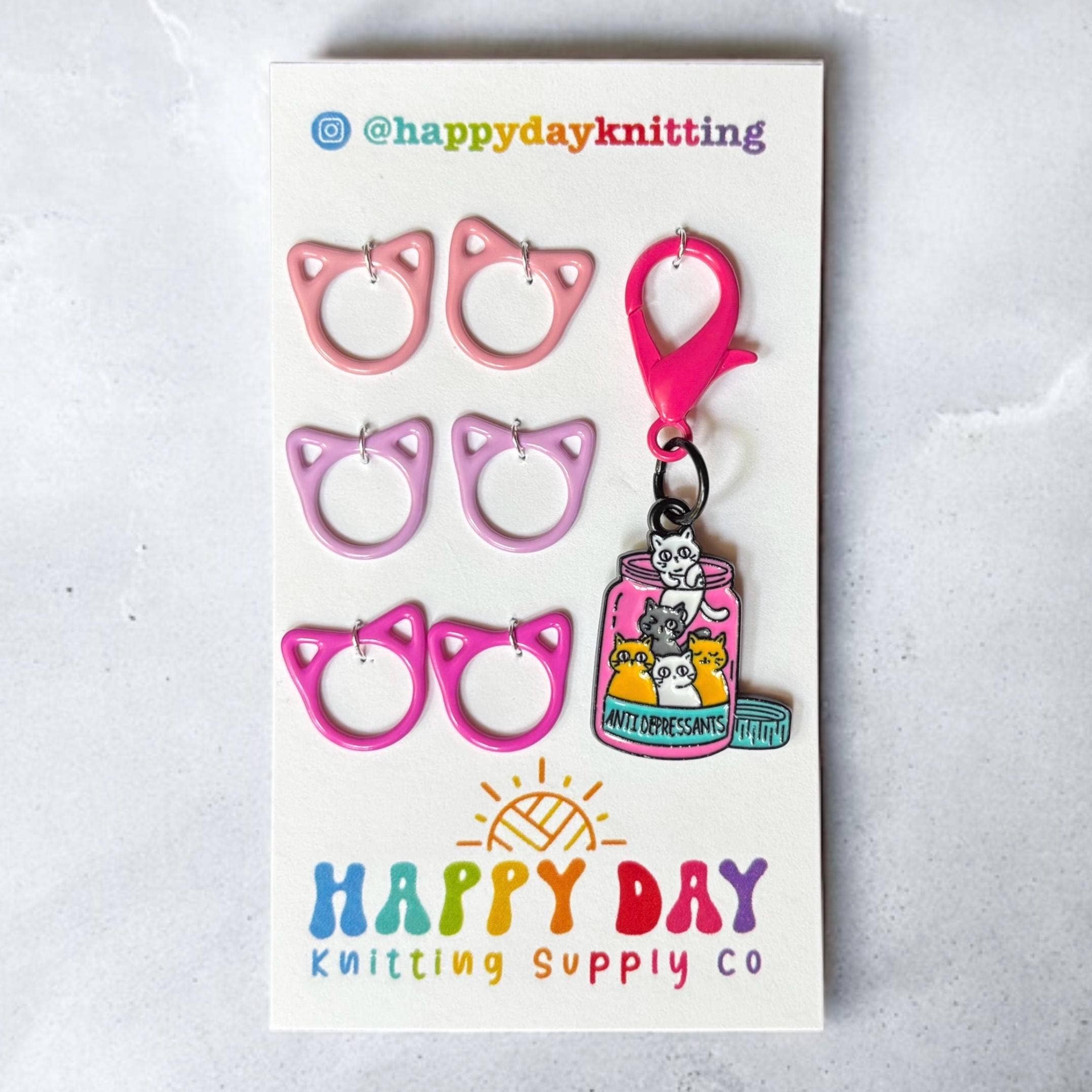 Antidepressant Kittens Cat Stitch Markers, Not for Crochet