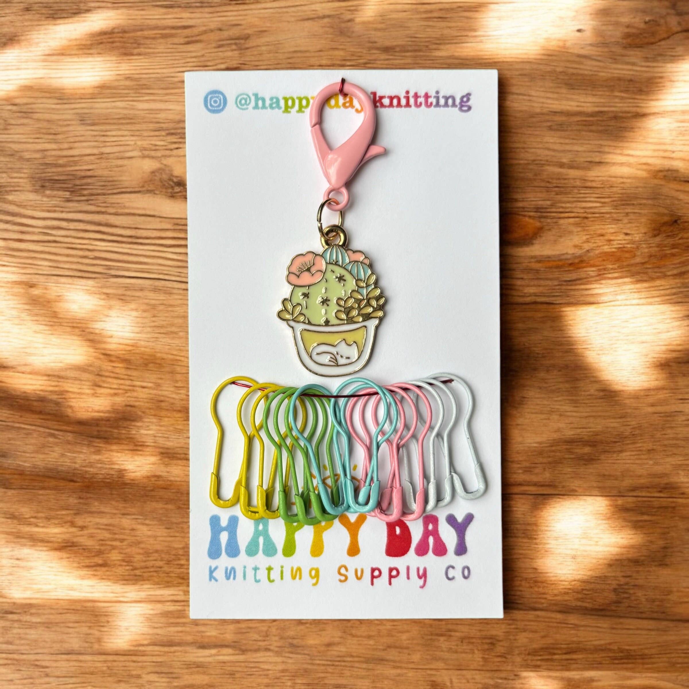 Sleepy Succulent Kitty Stitch Marker & Bulb Pins