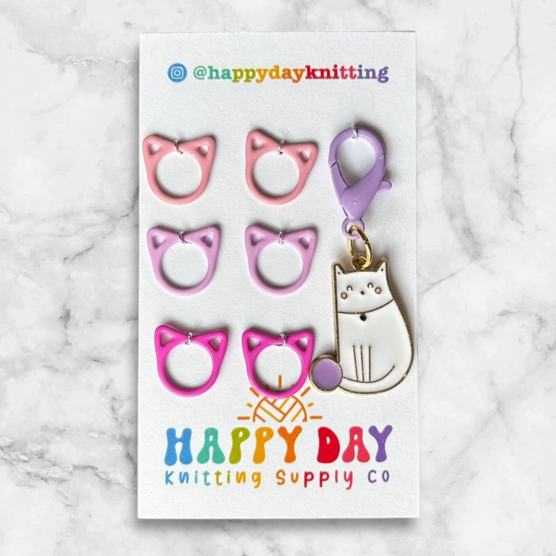 Yarn Cat Stitch Marker with Cat Rings, Not for Crochet