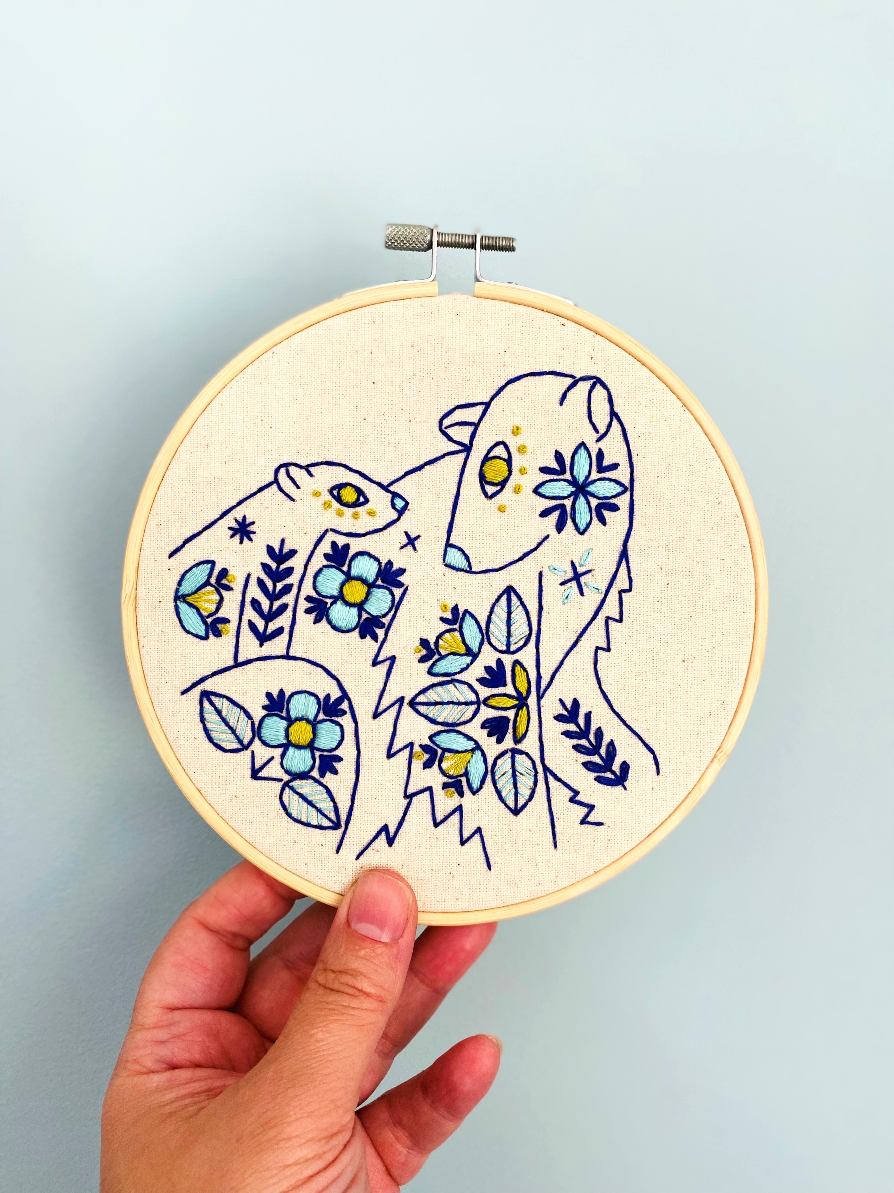 Folk Polar Bears Complete Embroidery Kit