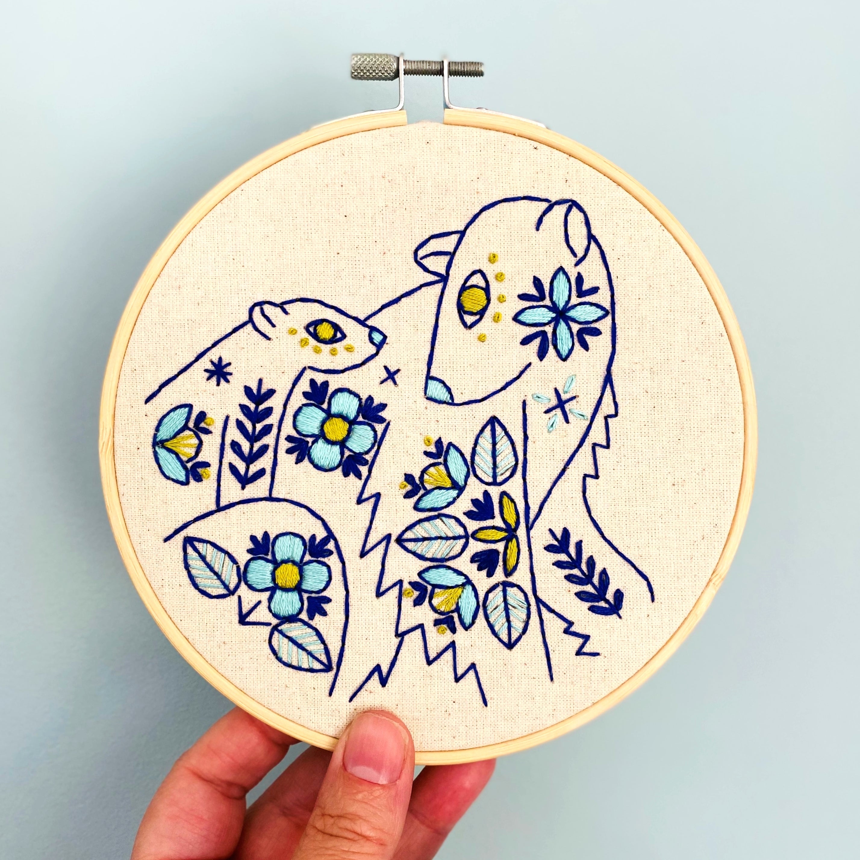 Folk Polar Bears Complete Embroidery Kit