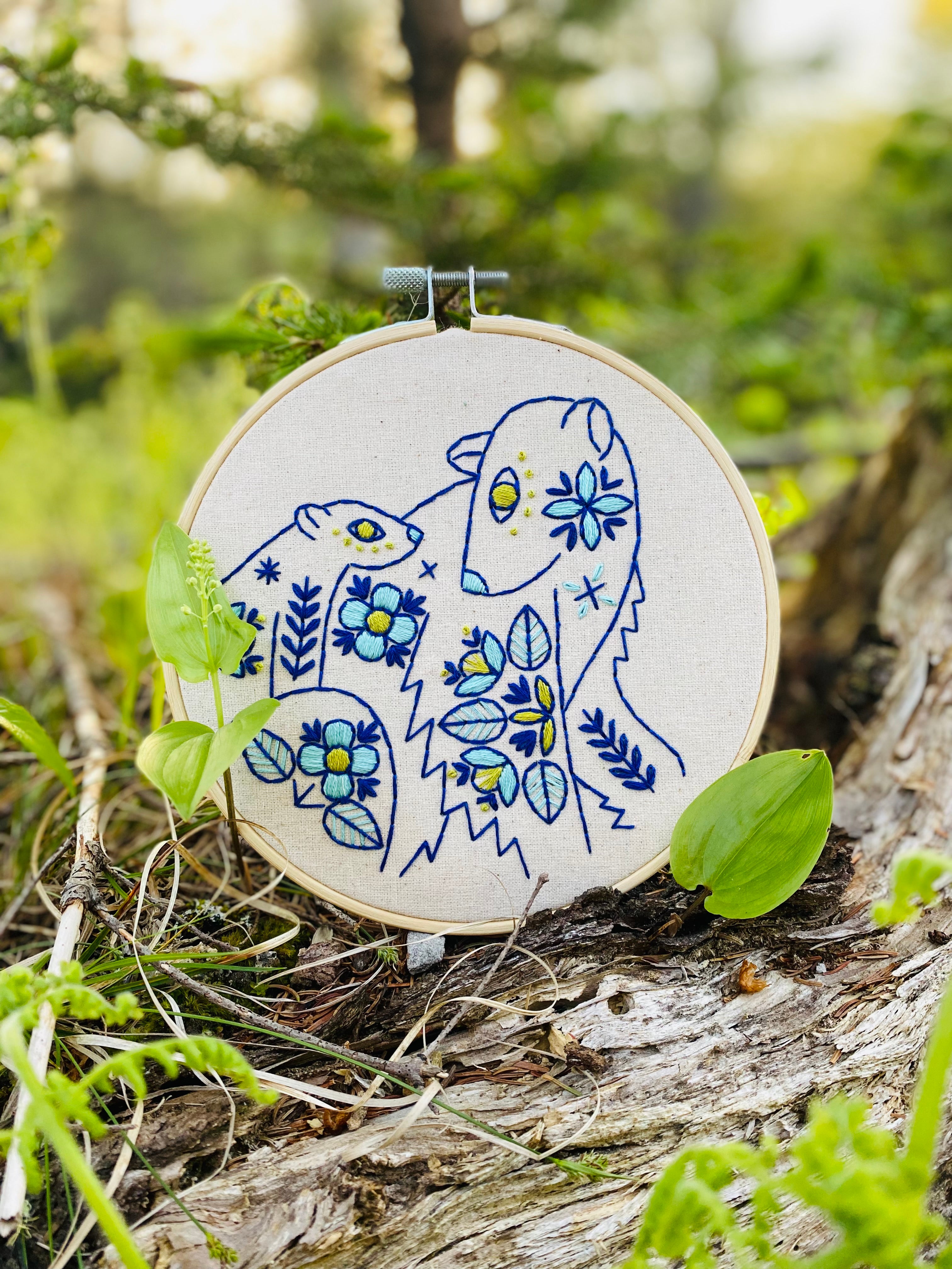 Folk Polar Bears Complete Embroidery Kit