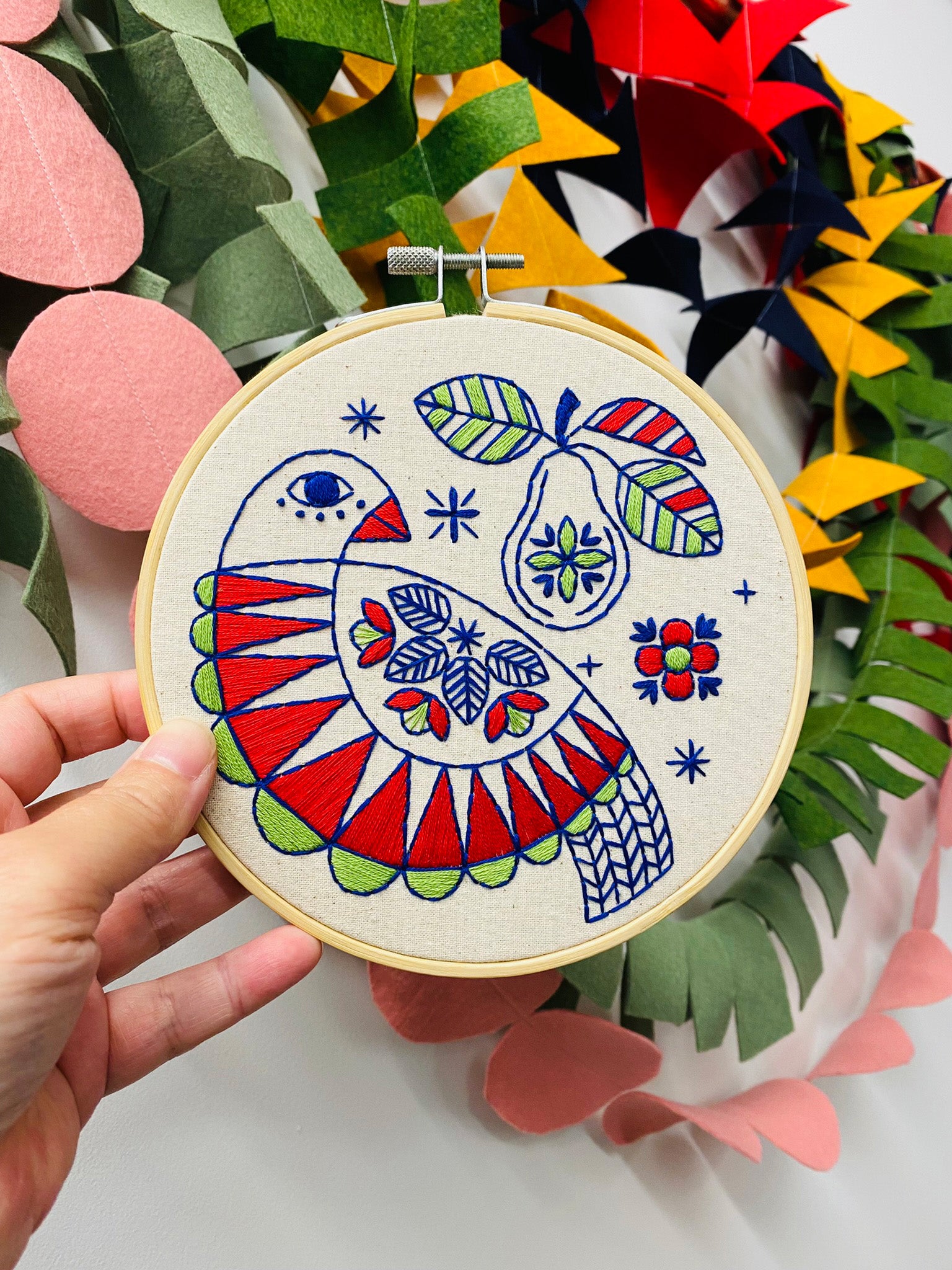 Partridge With Pear Complete Embroidery Kit