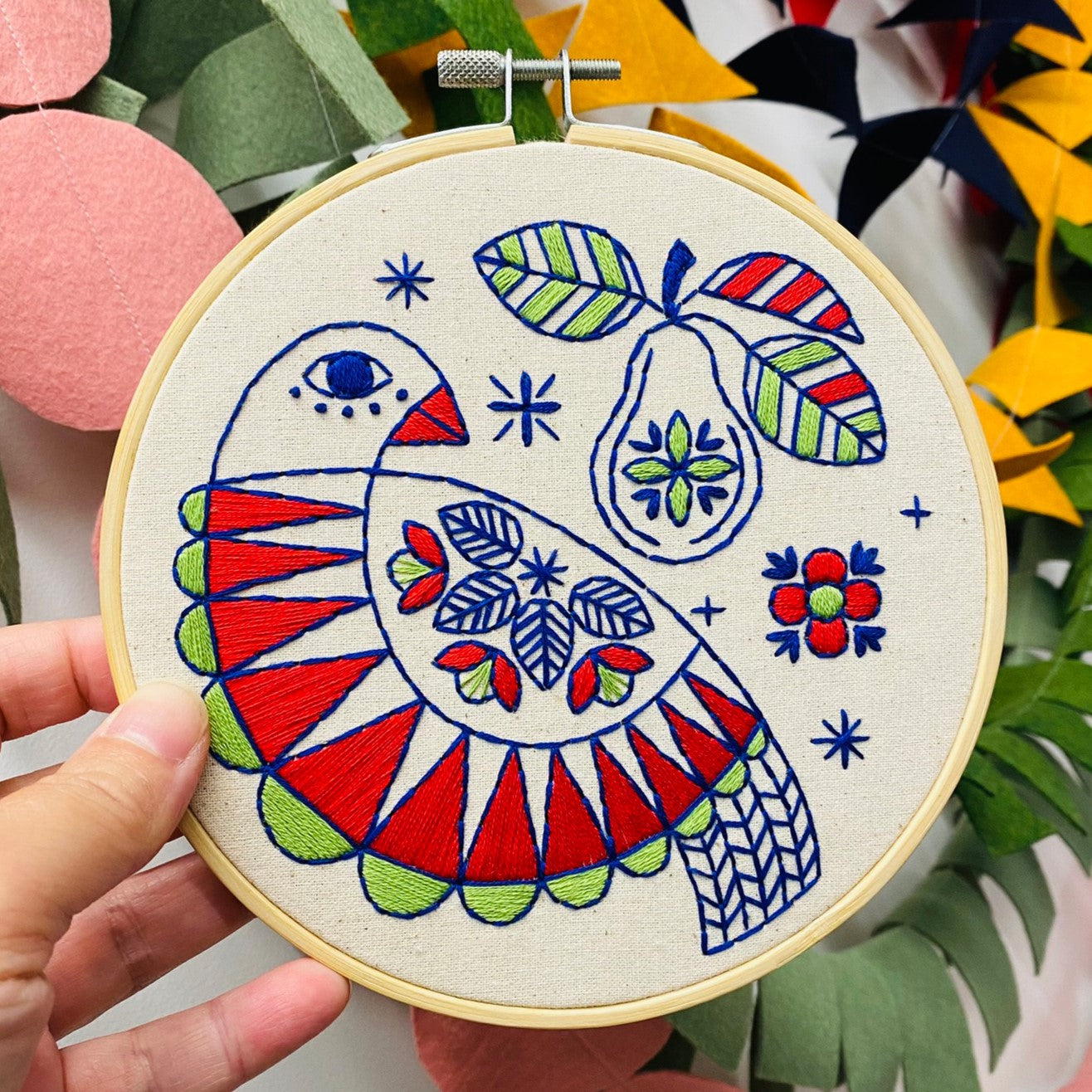 Partridge With Pear Complete Embroidery Kit