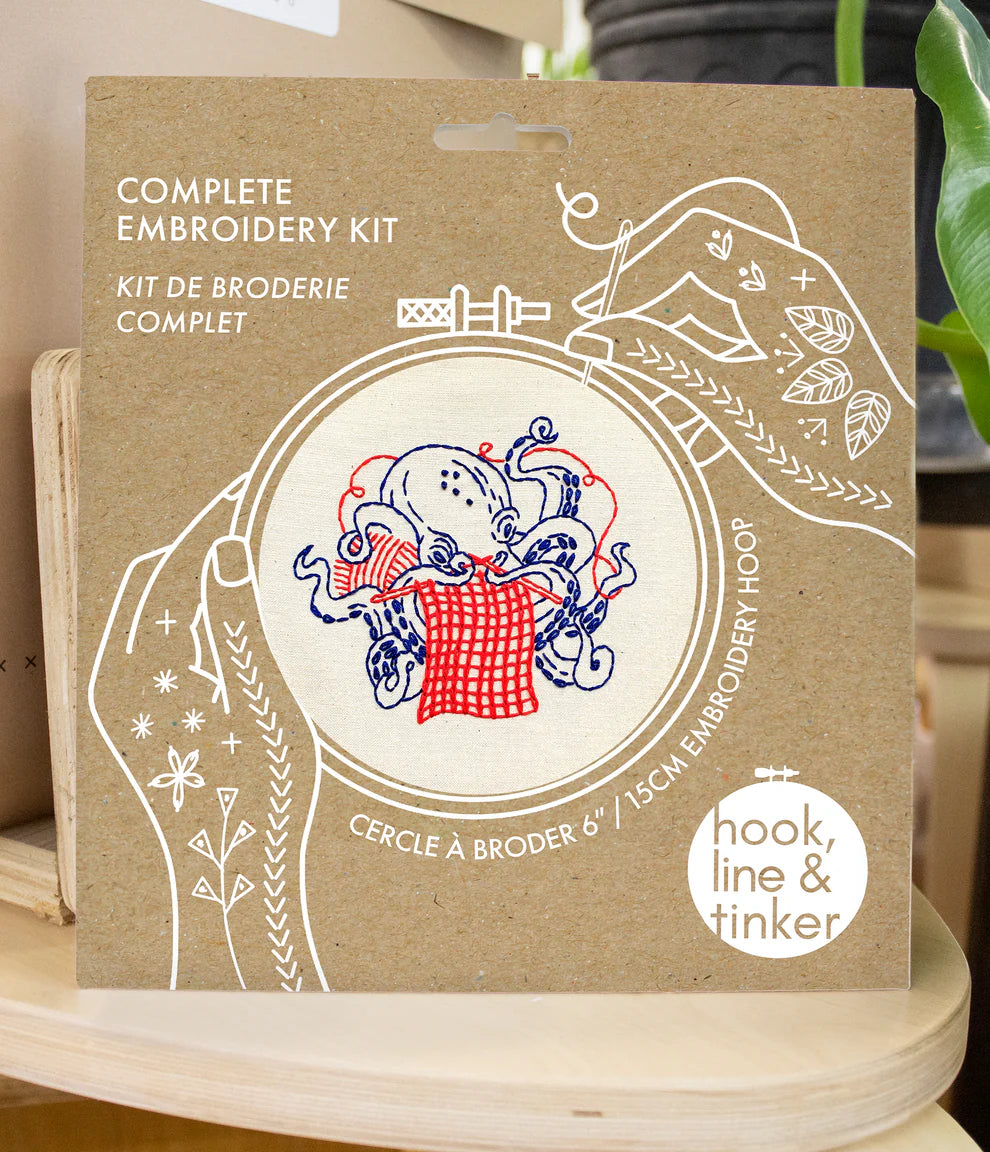 Knitting Octopus Complete Embroidery Kit