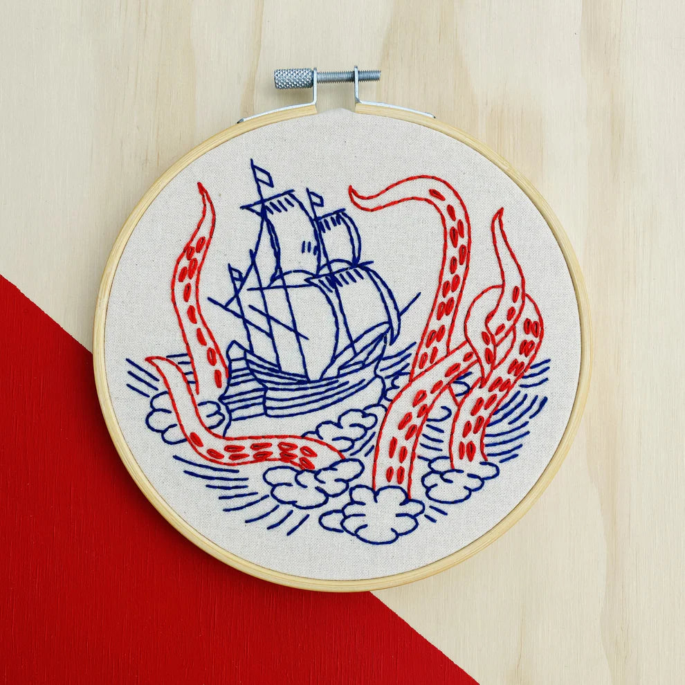 Kraken and Ship Complete Embroidery Kit