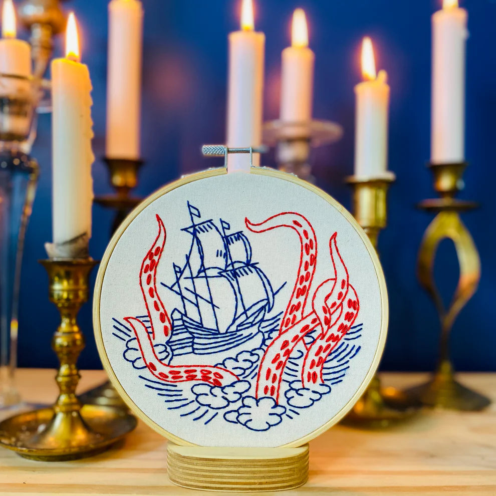 Kraken and Ship Complete Embroidery Kit